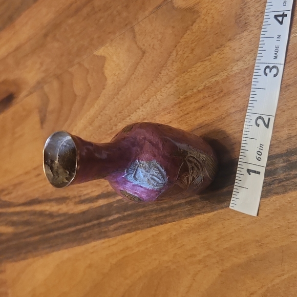 Vintage Brass Enameled Floral Bud Vase - Picture 11 of 12